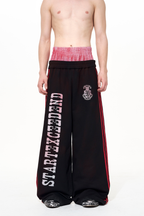 Distressed Striped Double Waist Trackpants