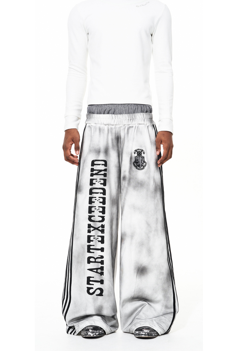 Distressed Striped Double Waist Trackpants