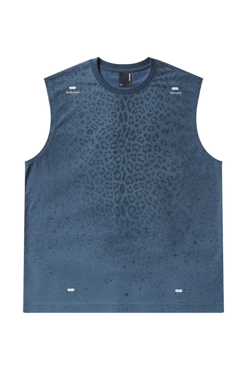 Sweat-Reactive Leopard Training Tank — Dark Blue front