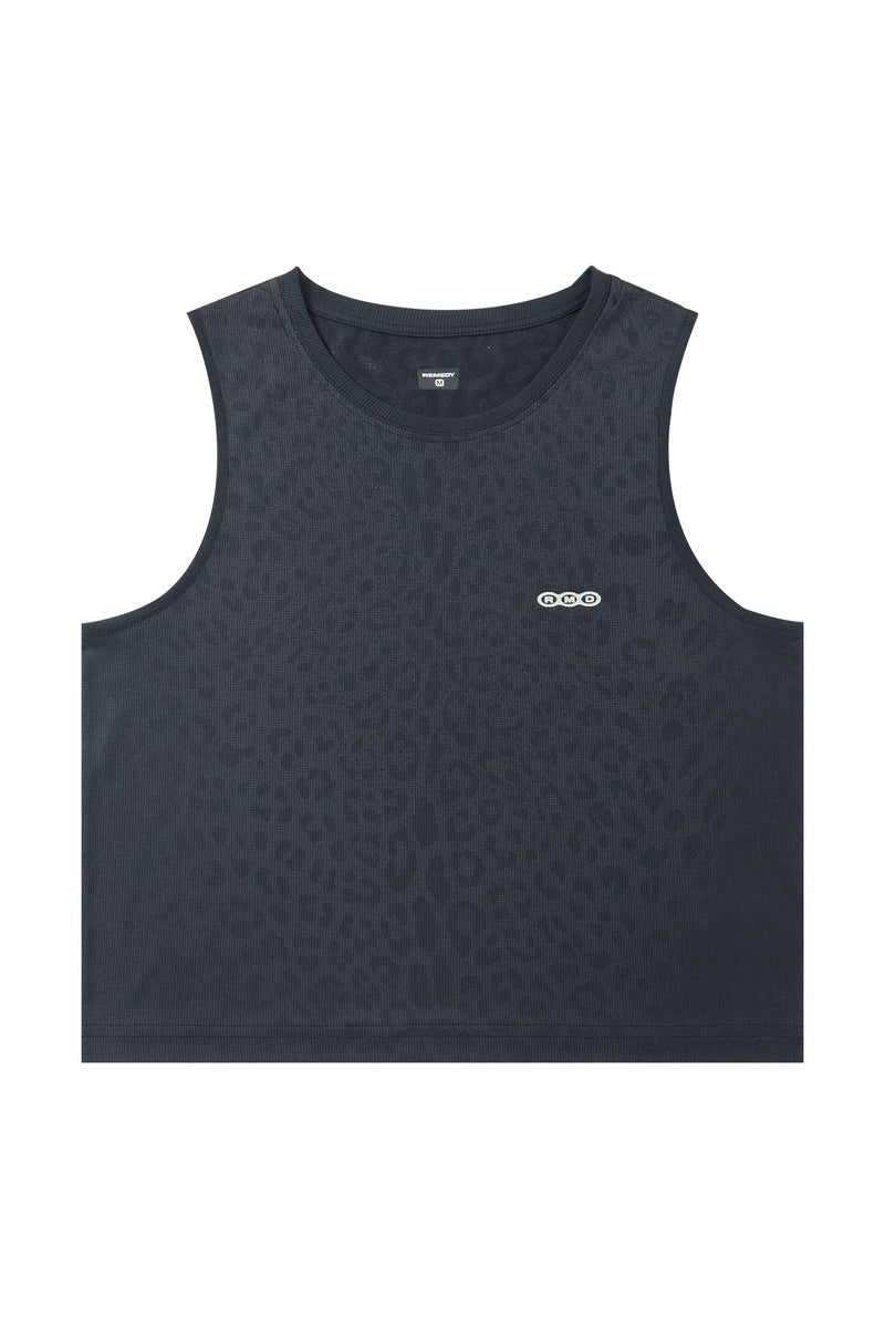 Sweat-Reactive Leopard Crop Tank — Dark Grey front