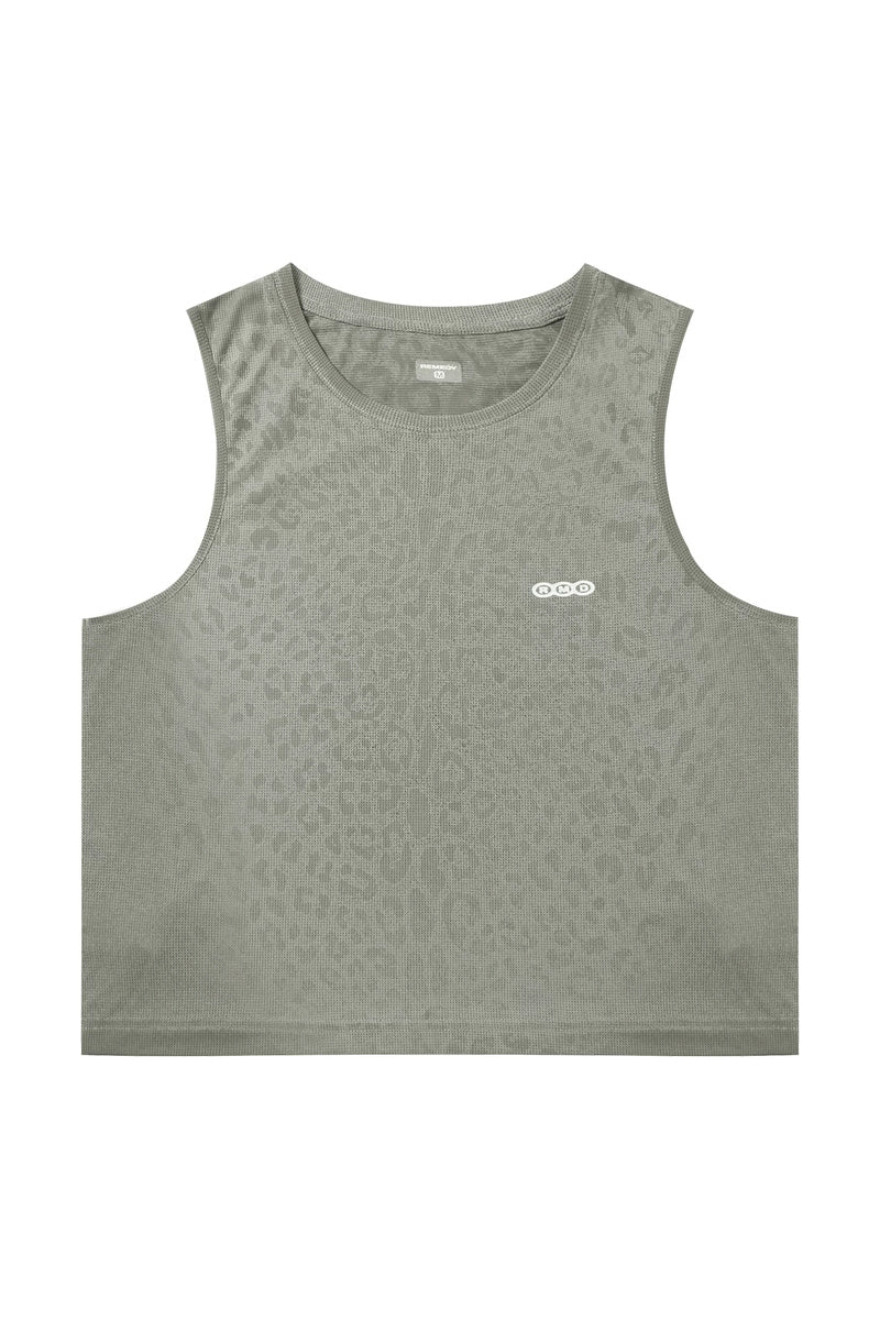 Sweat-Reactive Leopard Crop Tank — Apricot front