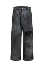 Distressed Straight Workwear Pants — Black Distressed front