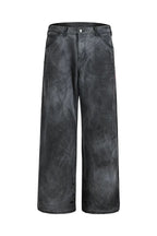 Distressed Straight Workwear Pants — Black front