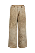 Distressed Straight Workwear Pants — Khaki front