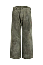 Distressed Straight Workwear Pants — Green front