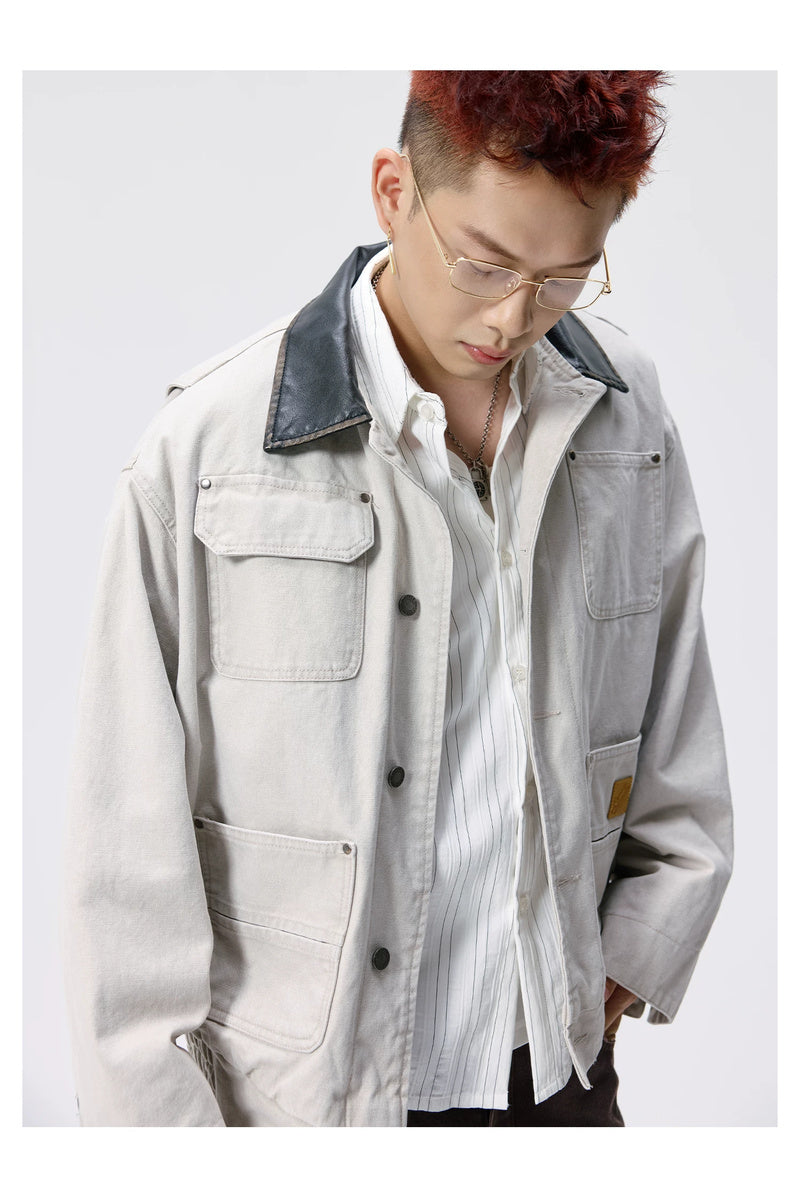 Leather Collar Workwear Jacket — cover