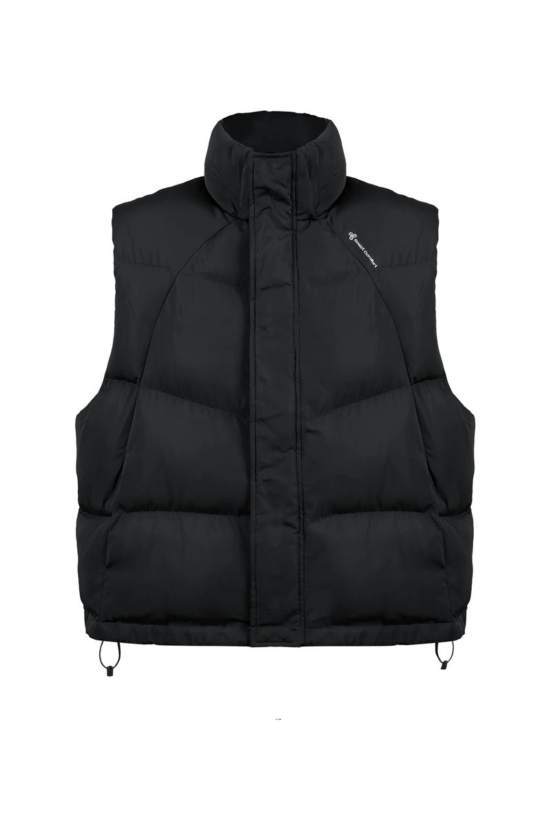 Vintage Stand Collar Vest — Black front