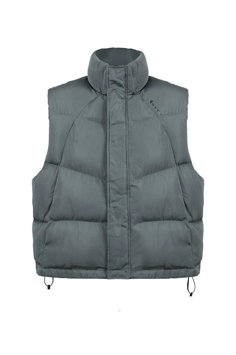 Vintage Stand Collar Vest — Grey front