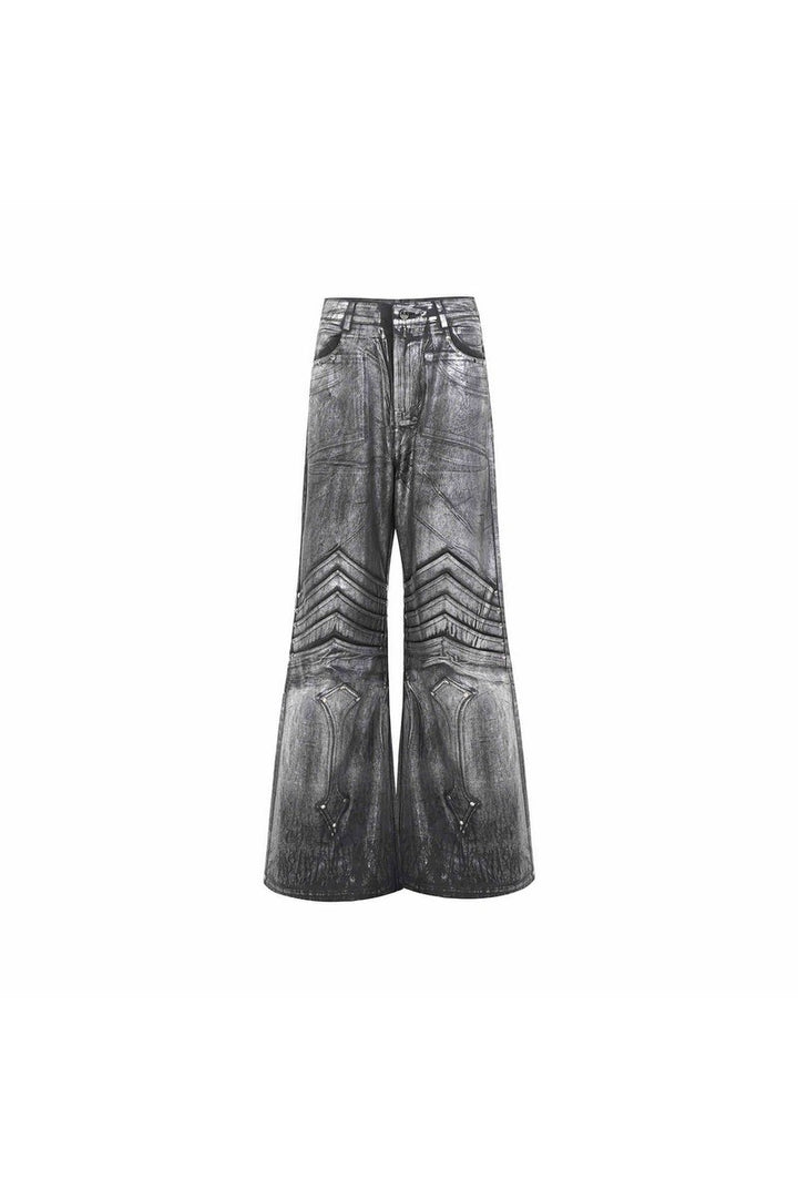 Silver Coated Armor Wide Jeans