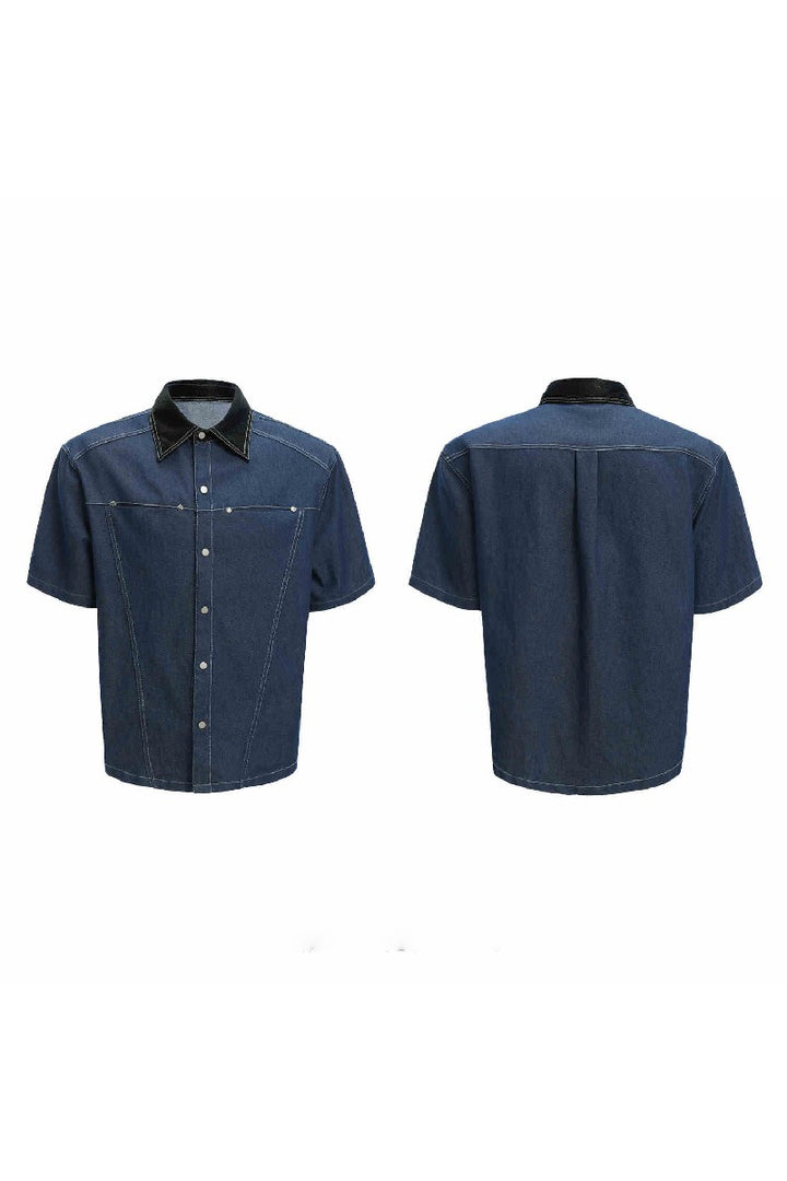 Snakeskin Patchwork Denim Shirt