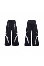 Deconstructed Contrast Stitch Wide-Leg Pants