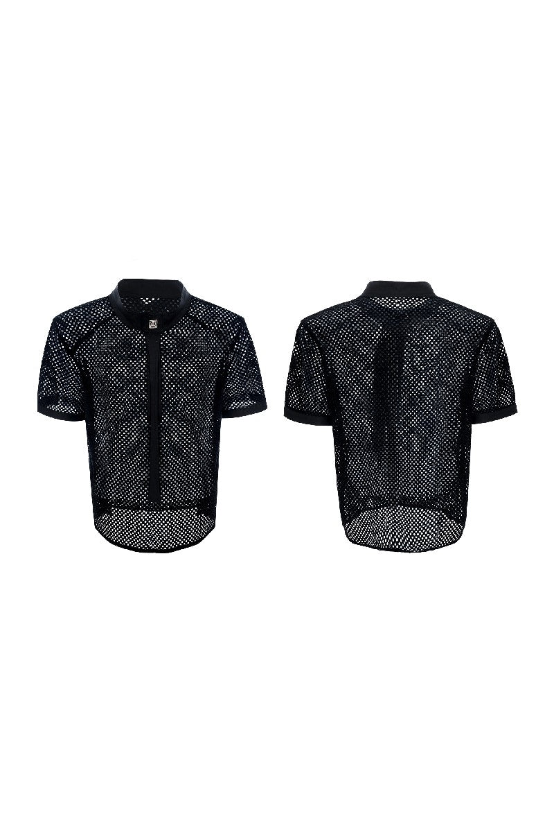 Knit Tie Detail Mesh Tee