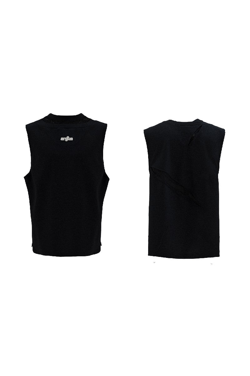 Mesh Cutout Sleeveless Vest