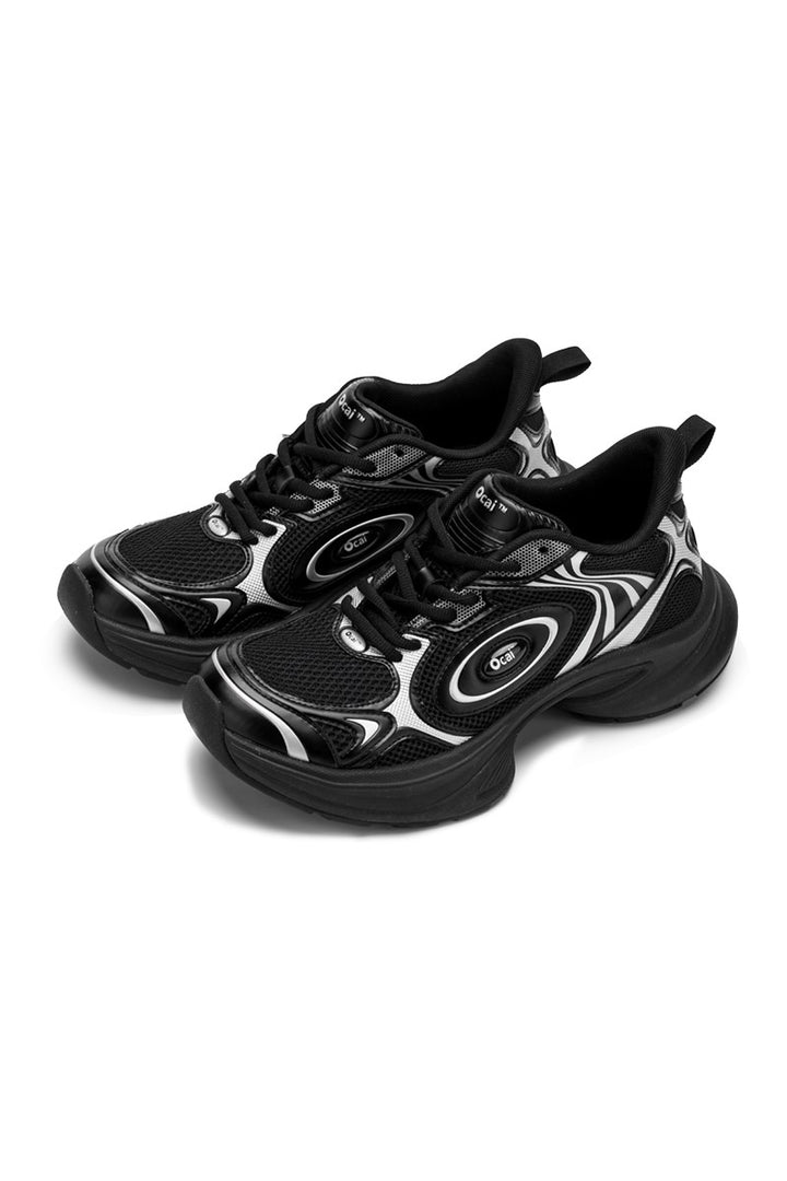 Black Silver Disk Runtech Sneakers