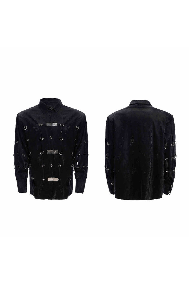 Metal Buckle PU Shirt Jacket