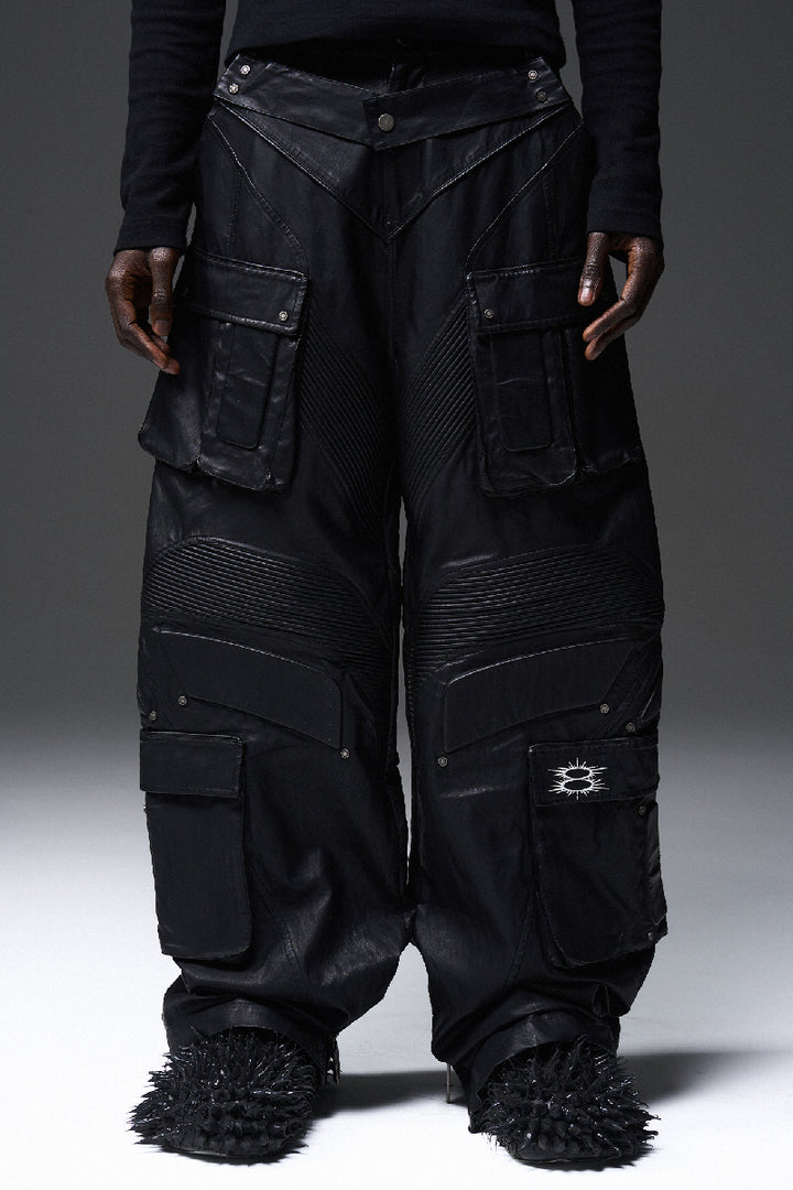 Heavy-Duty Multi-Pocket Leather Pants