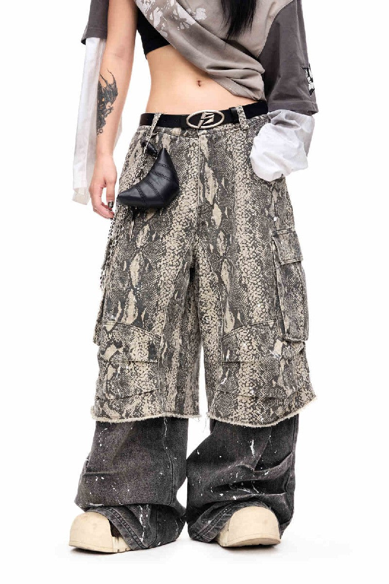 Layered Paint Wash Cargo Pants