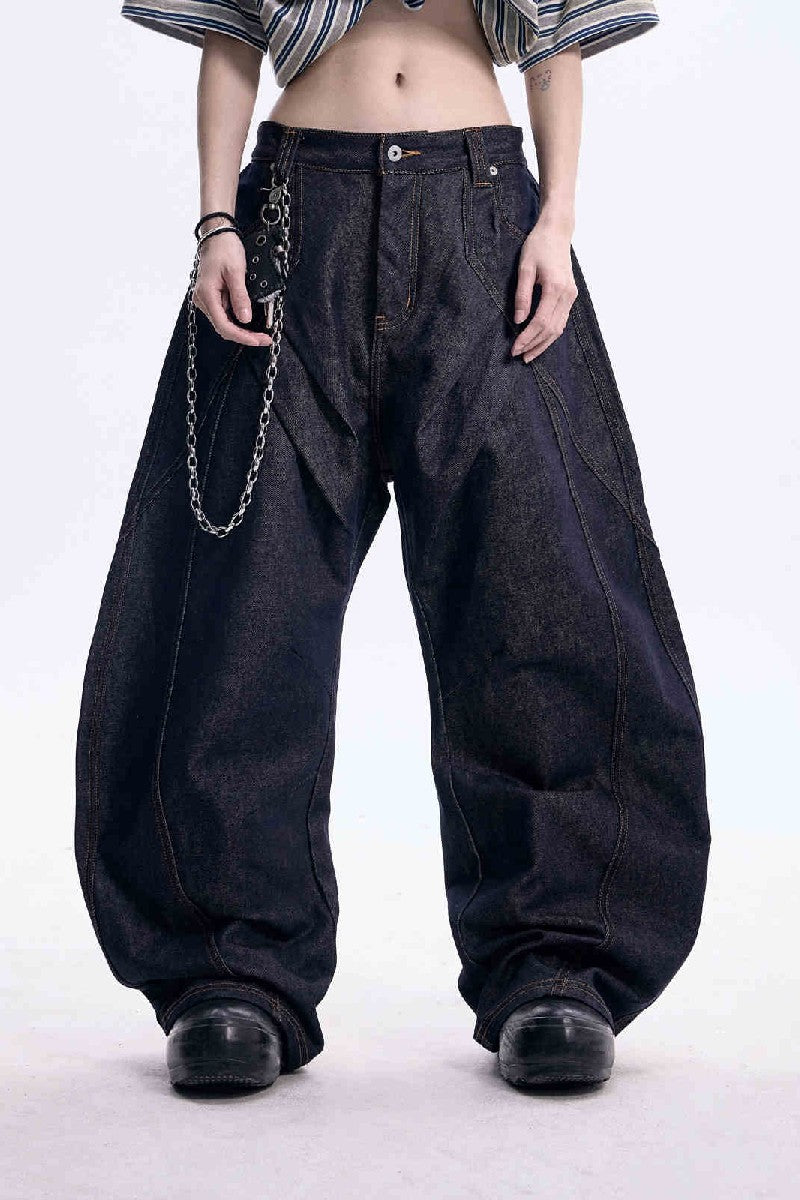 Contrast Stitch Wide Leg Jeans