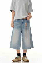 Teal Blue Cropped Jorts