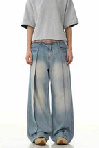 Deconstructed Straight Leg Jeans