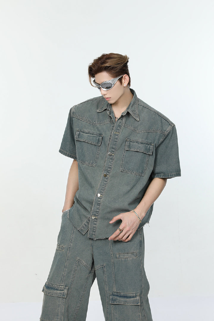 Multi-Pocket Denim Shirt