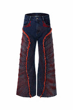 Rose Embroidered Deconstructed Jeans