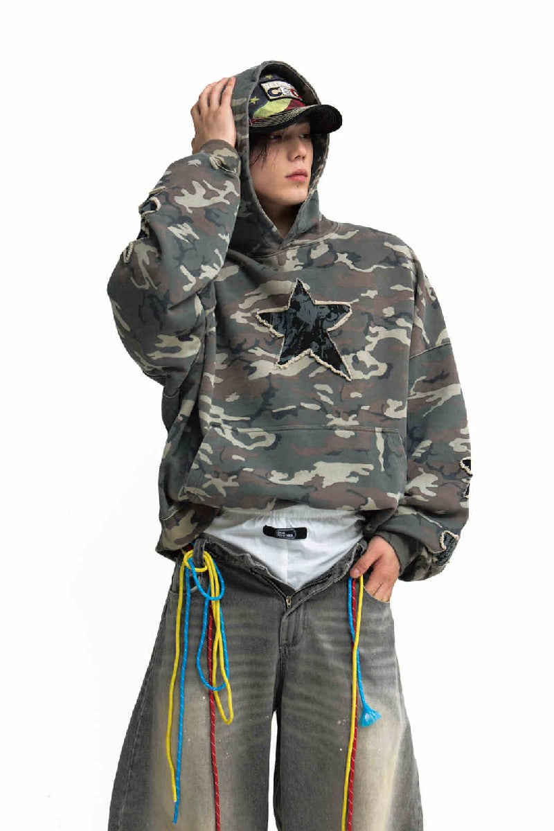 Camo Embroidered Vintage Hoodie