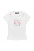 Floral Embroidered Logo Slim Tee