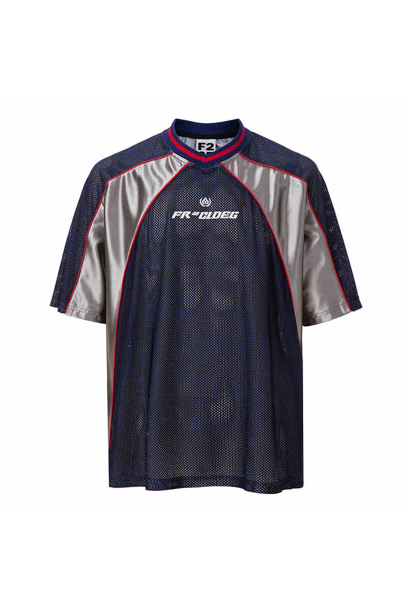 Mesh Panel Colorblock Jersey Tee