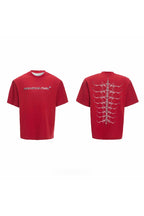 Studded Embroidered Spine Cotton Tee