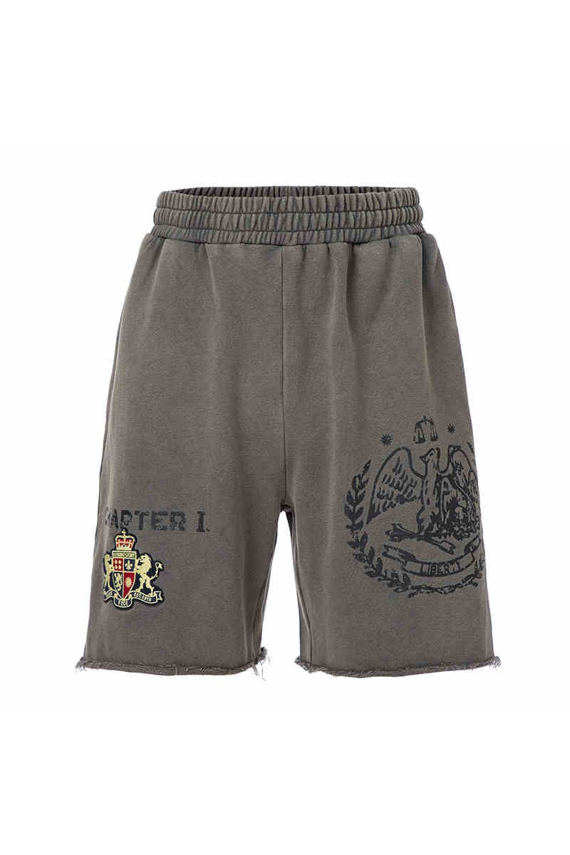 Distressed Stamp Print Shorts