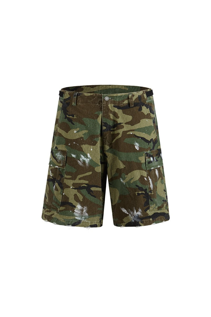 Camo Wide Leg Cargo Shorts