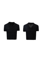 Embroidered V-Neck Knit Tee