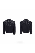 Hand-Embellished Rhinestone Harrington Jacket
