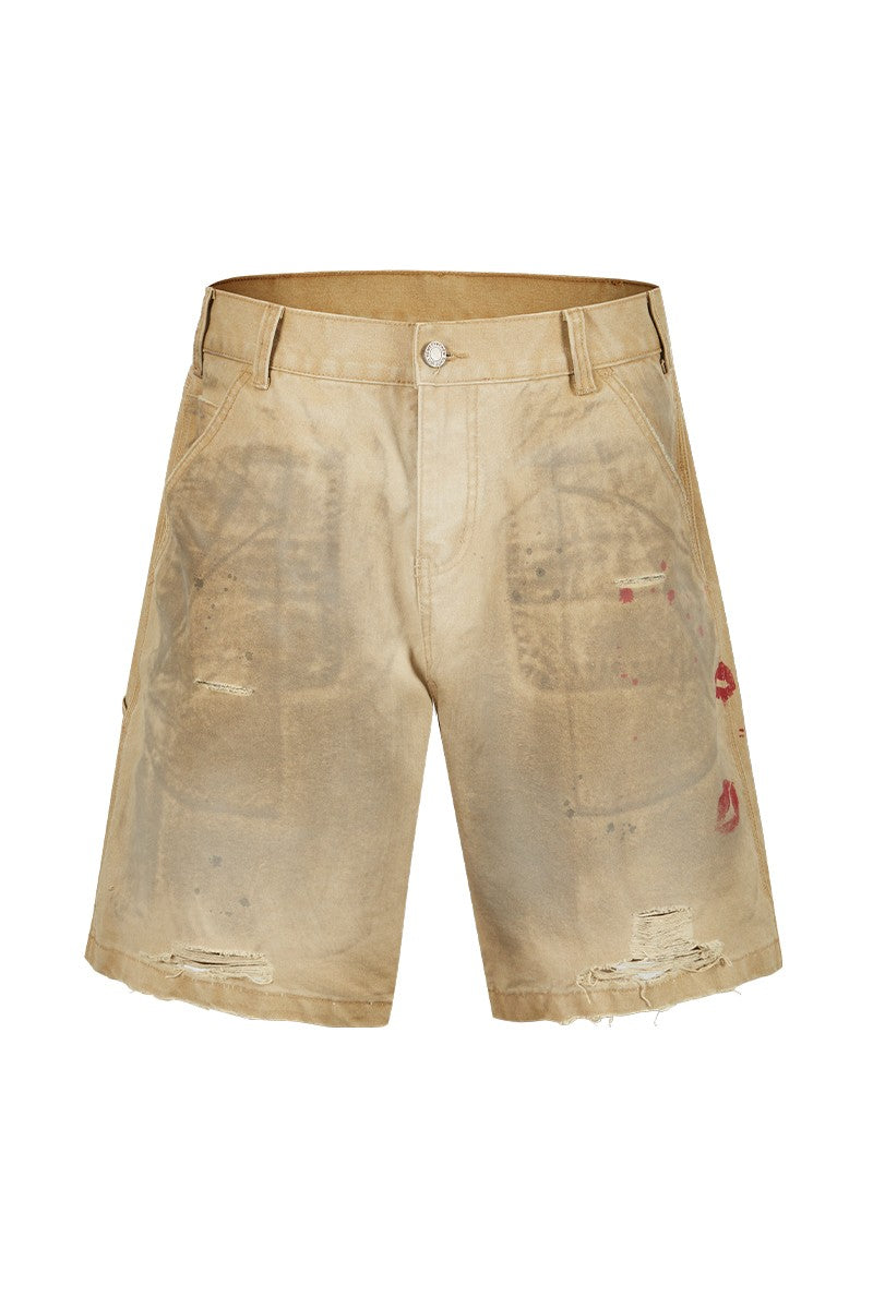 Distressed Washed Cargo Shorts