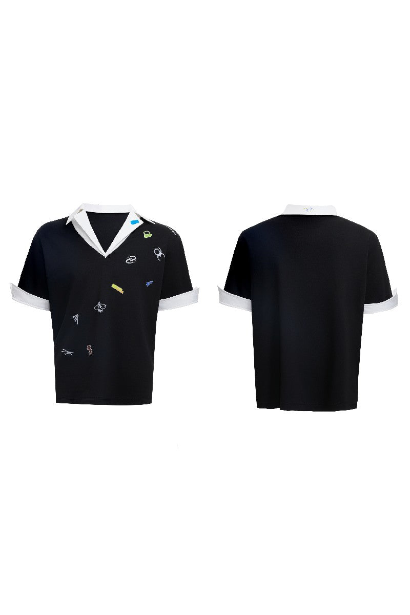 Sticker Print Layered Polo