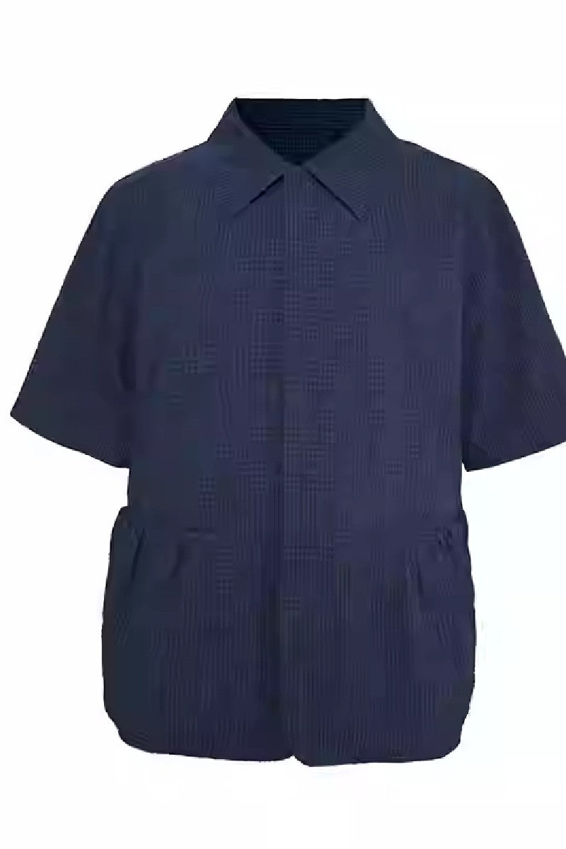 Drawstring Crinkle Short Shirt