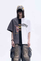 Patchwork Colorblock Graphic Tee