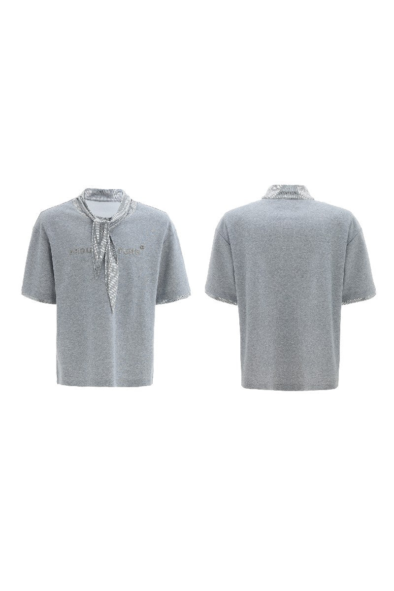 Silver Tie Print Short Sleeve Tee