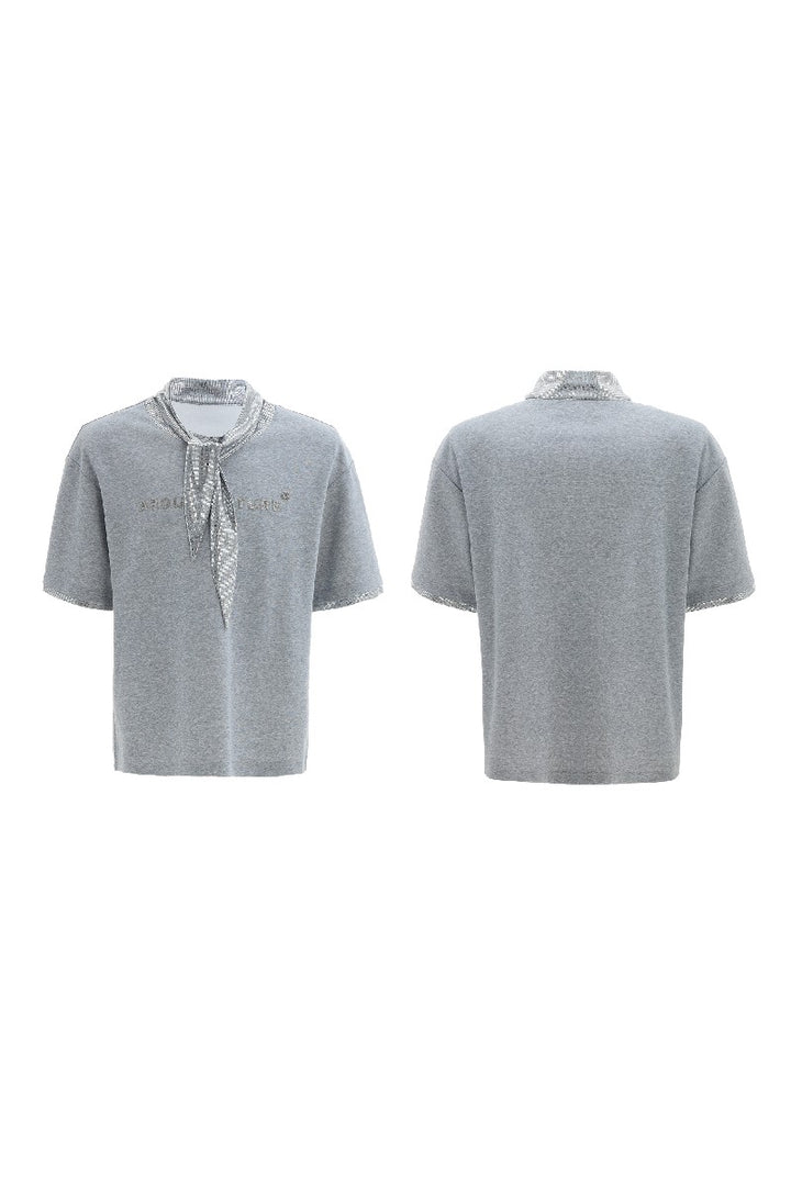 Silver Tie Print Short Sleeve Tee