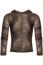 Sheer Mesh Hooded Print Tee