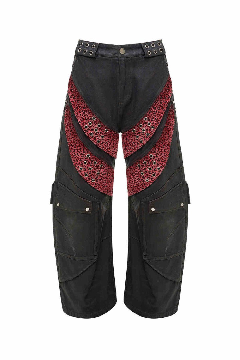 Waxed Mesh Panel Jeans
