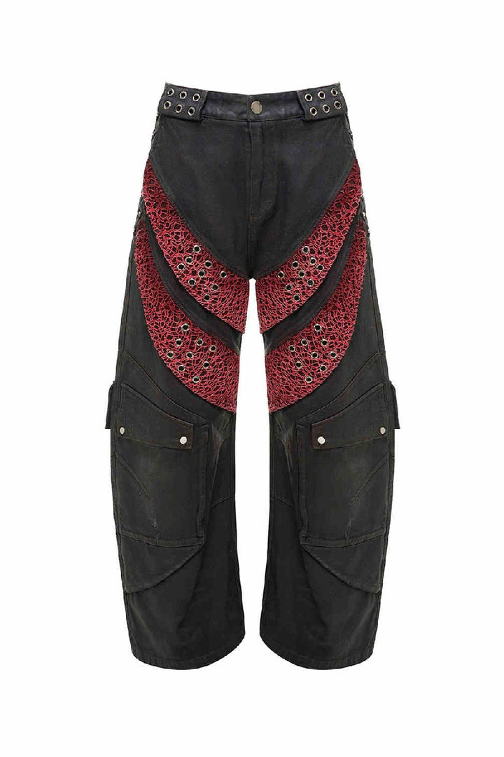Waxed Mesh Panel Jeans
