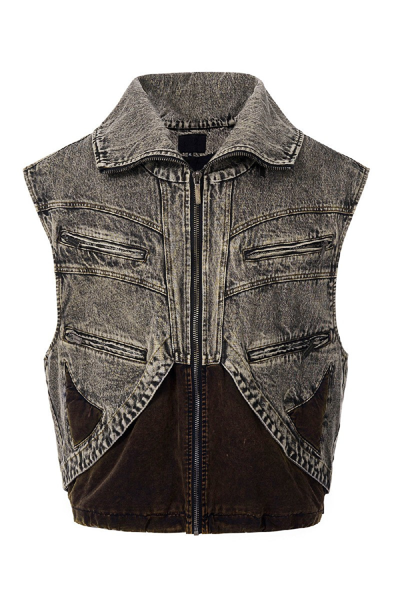 Damage zip denim vest / セットアップ Damage zip denim vest / セットアップ メンズ