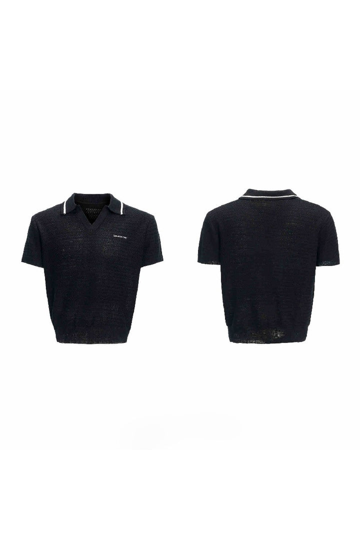 Striped Textured Knit Polo