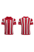 Retro Knit Stripe Polo Tee