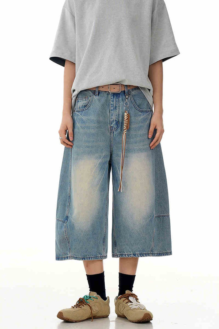 Ice Blue Distressed Blade Jeans
