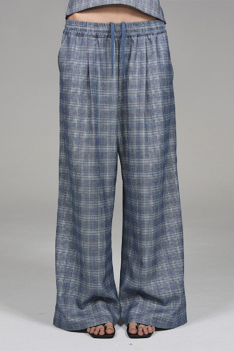Label Plaid Casual Pants