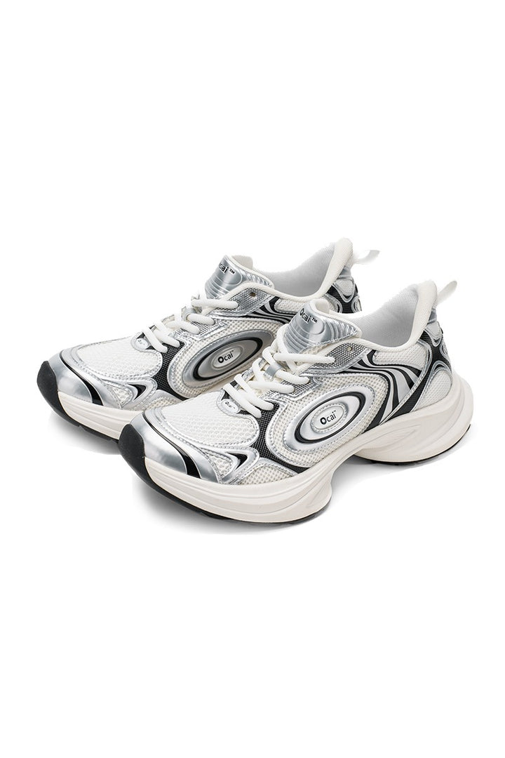 Silver White Disk Runtech Sneakers