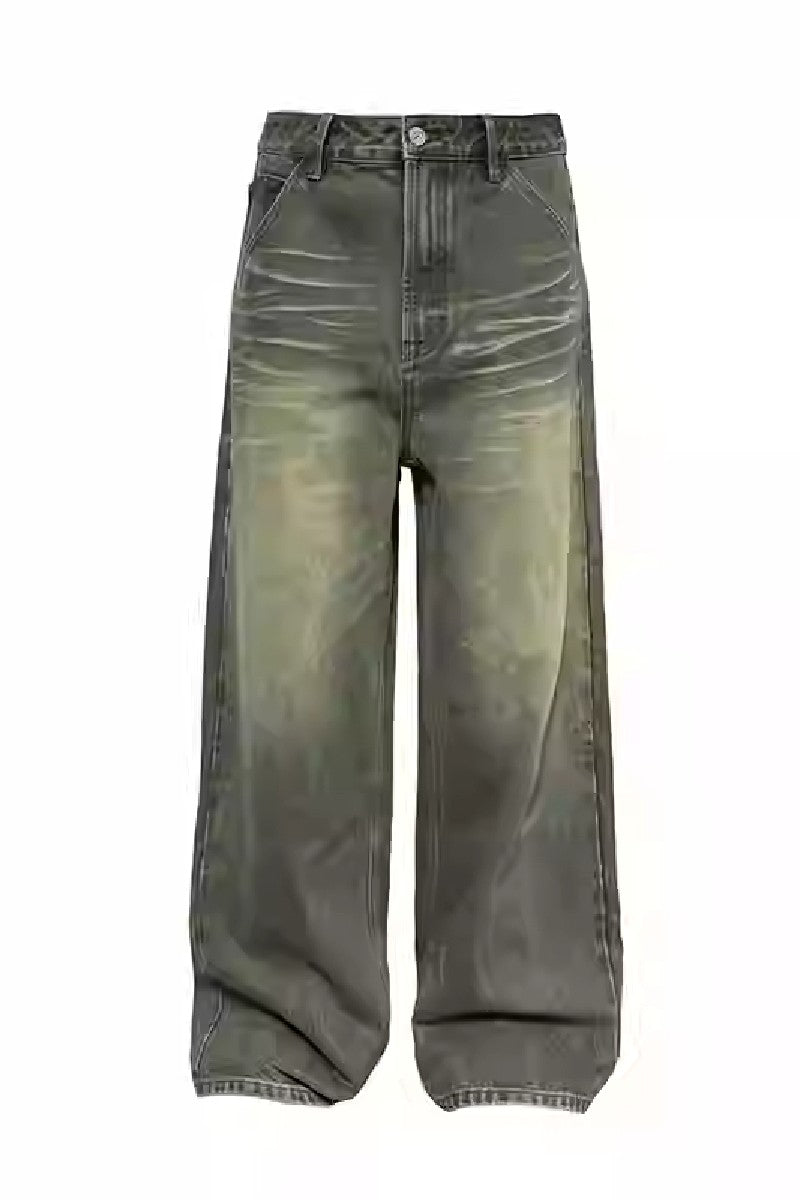 Faded Green Straight Jeans